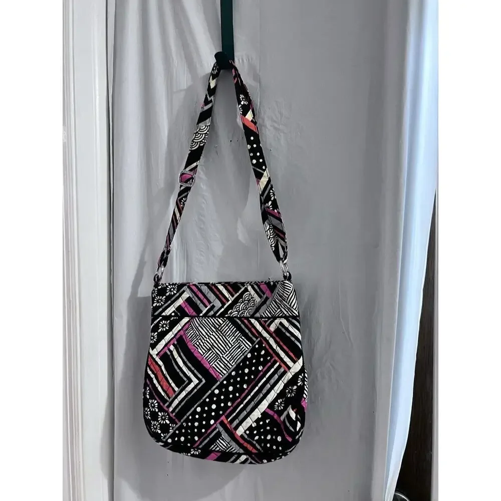 Vera Bradley Black Pink Geometric Pattern Crossbody Bag